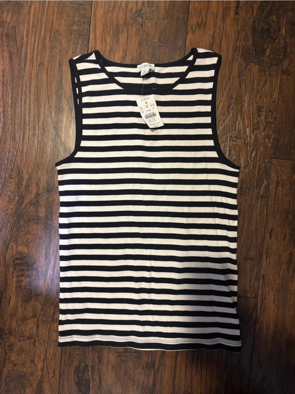 J. Crew Women's navy and White Striped Tank Top